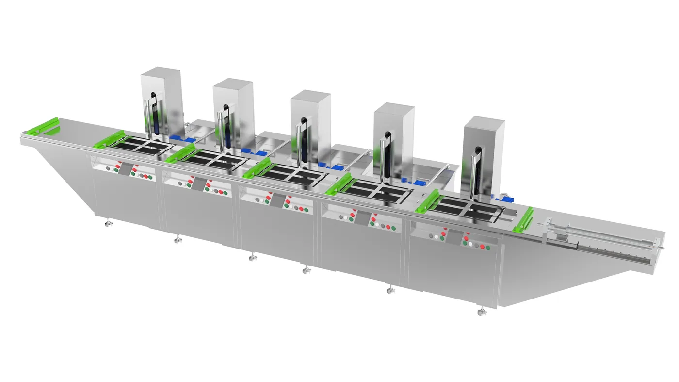 Rendering of a custom multi-tank ultrasonic line
