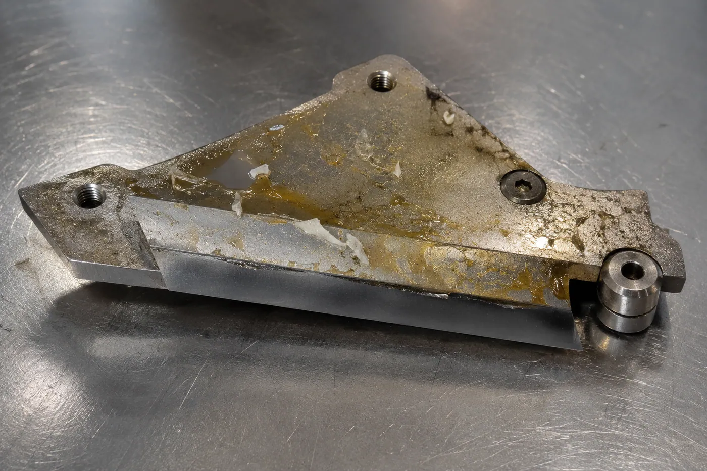 Packaging machine forming part with product and film residue