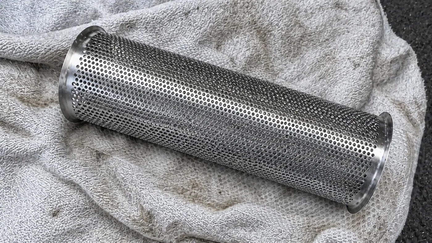 Cleaned perforated stainless strainer