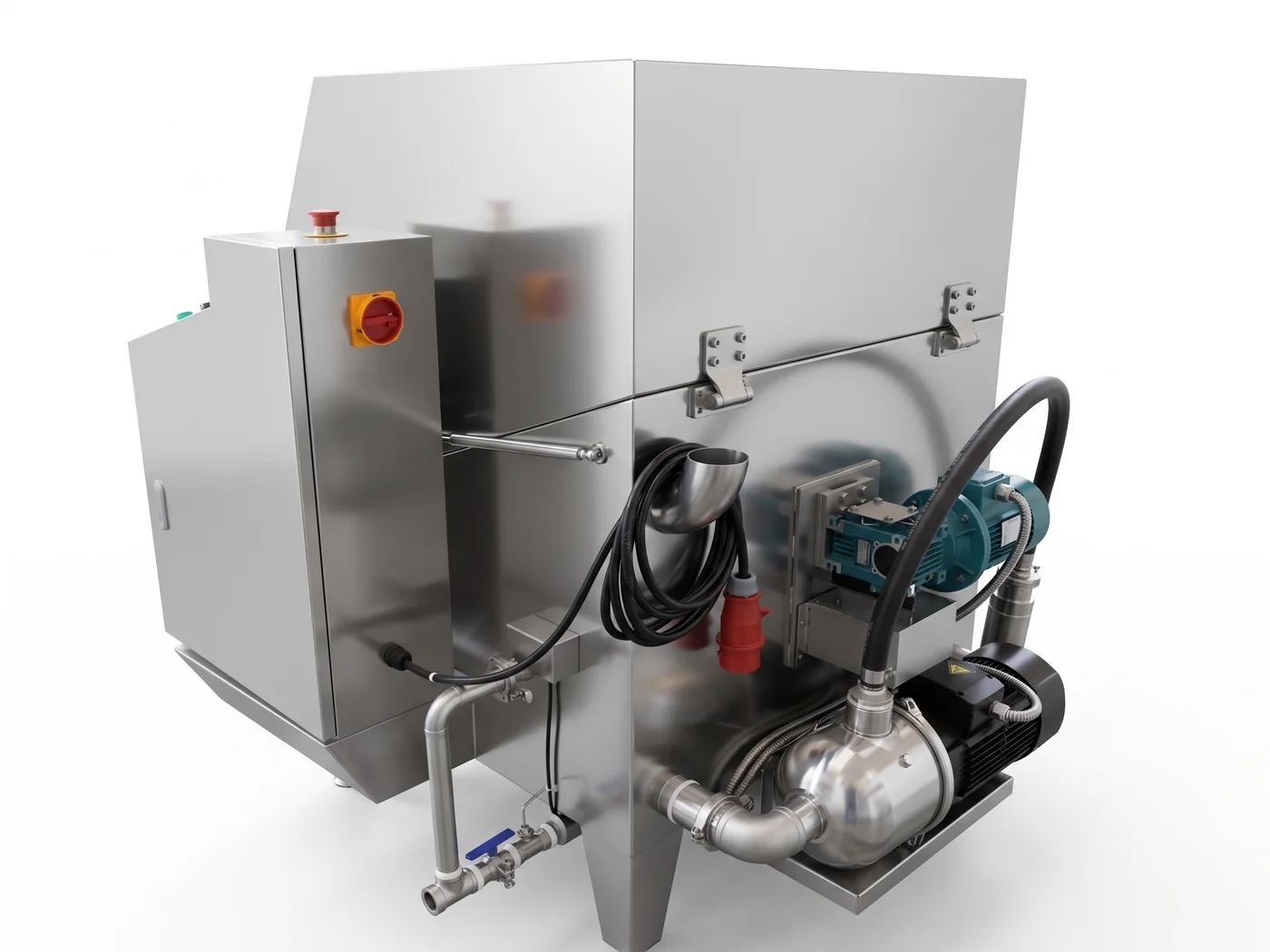 SPR-250 rotating spray washer — back view with pump and oil skimmer